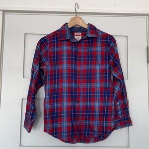 Boys Wrangler plaid button down shirt.